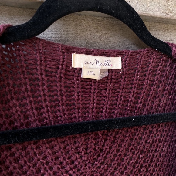 Boho Cardigan, Mulberry / Maroon, by Simply Noelle, lightweight knit, Size Large - Picture 3 of 4